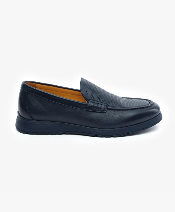 Erkek Lacivert Hakiki Deri Comfort Ayakkabı