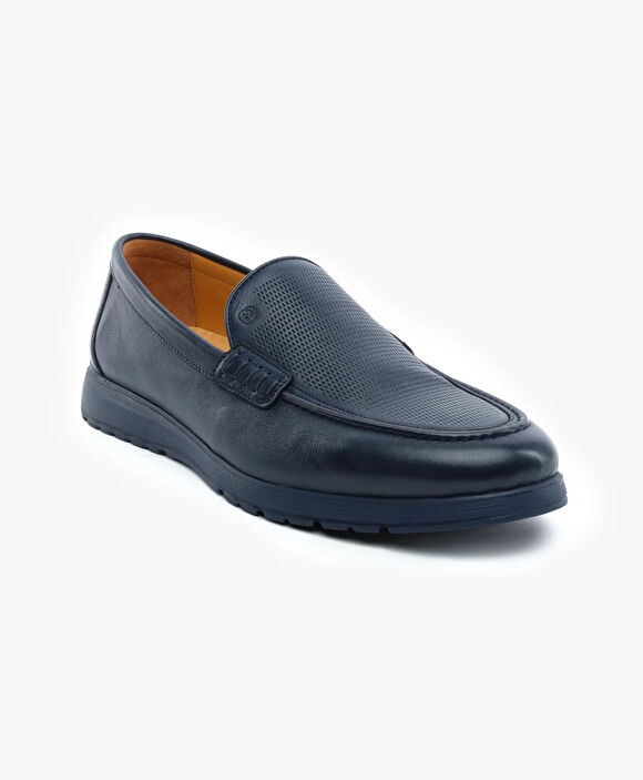 Erkek Lacivert Hakiki Deri Comfort Ayakkabı