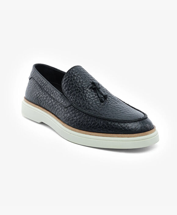 Erkek Siyah Hakiki Deri Loafer Ayakkabı