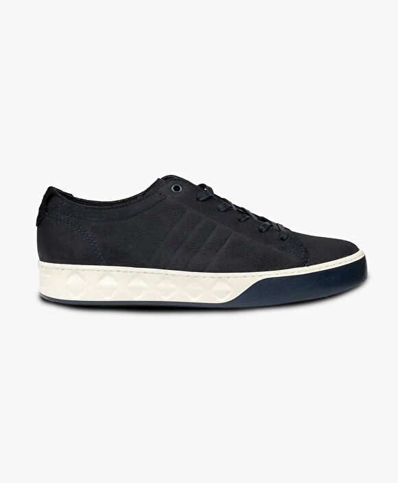 Erkek Lacivert Hakiki Deri Memory Foam Taban Sneaker Ayakkabı