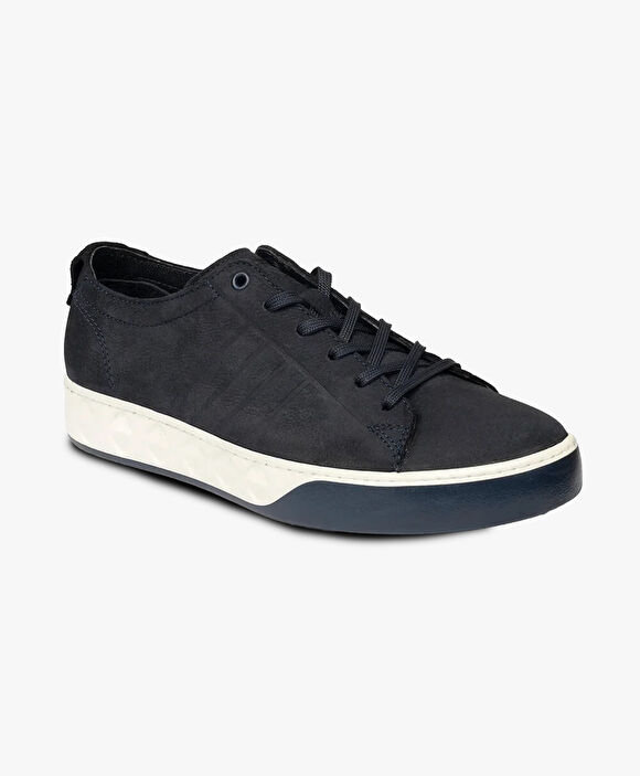 Erkek Lacivert Hakiki Deri Memory Foam Taban Sneaker Ayakkabı