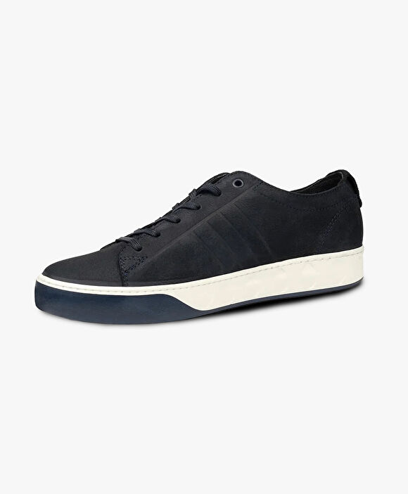 Erkek Lacivert Hakiki Deri Memory Foam Taban Sneaker Ayakkabı