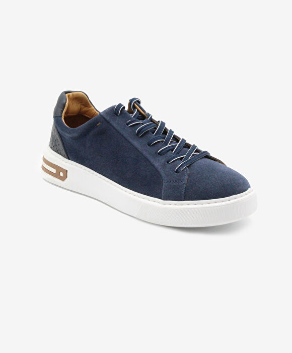 Erkek Indigo Hakiki Deri Sneaker Ayakkabı