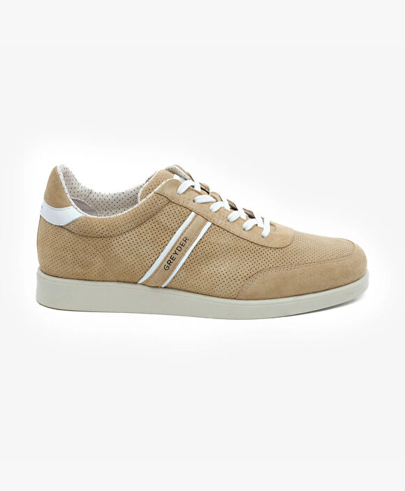 Erkek Bej Hakiki Deri Sneaker Ayakkabı