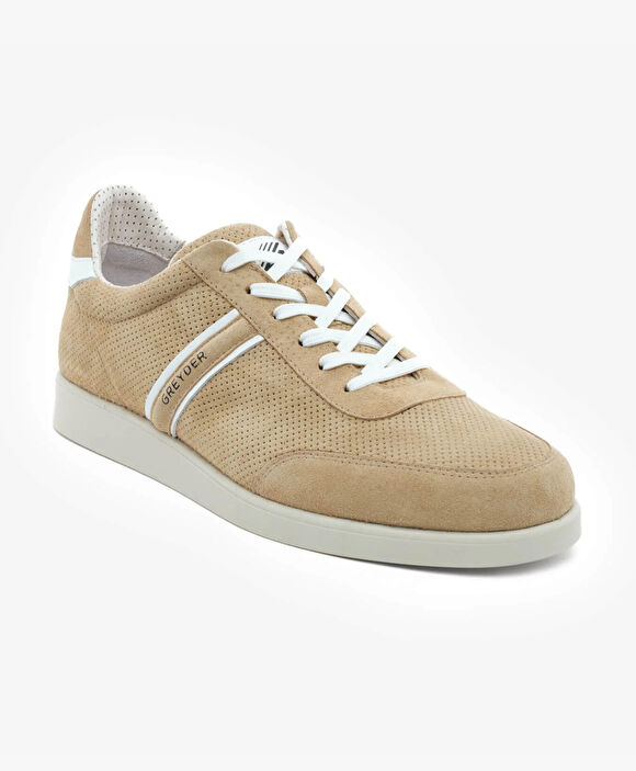 Erkek Bej Hakiki Deri Sneaker Ayakkabı