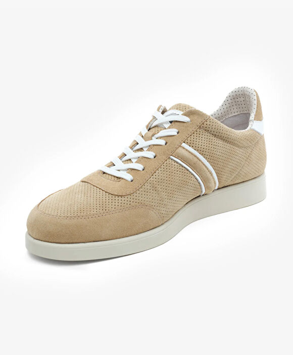 Erkek Bej Hakiki Deri Sneaker Ayakkabı