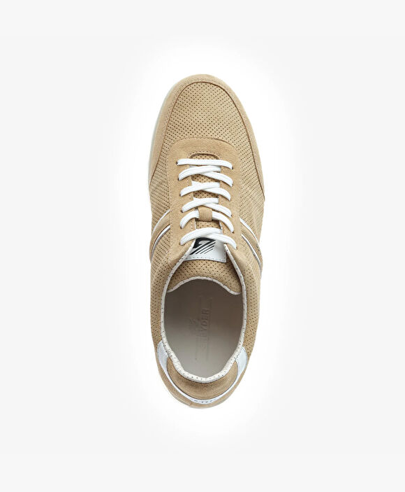 Erkek Bej Hakiki Deri Sneaker Ayakkabı