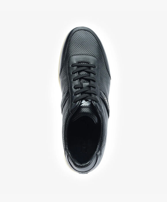 Erkek Siyah Hakiki Deri Sneaker Ayakkabı