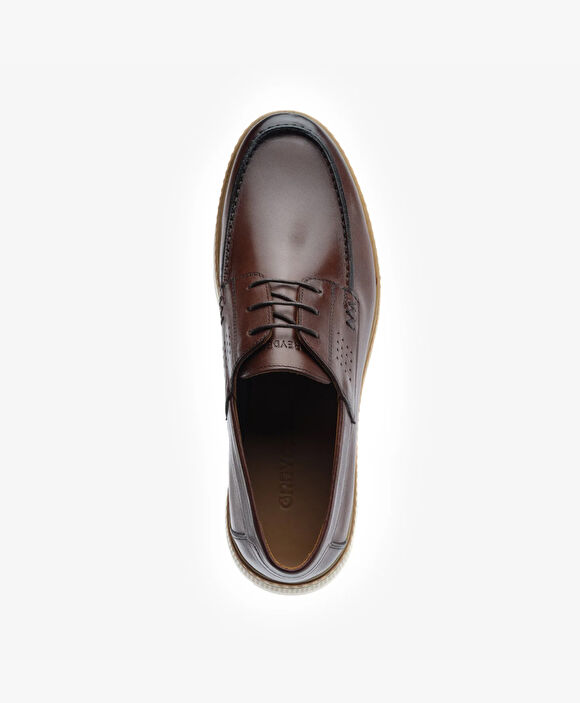 Erkek Kahverengi Hakiki Deri Oxford Ayakkabı
