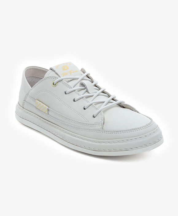 Kadın Kirli Beyaz Hakiki Deri Sneaker Ayakkabı
