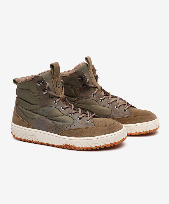 Erkek Kamuflaj Hakiki Deri Sneaker Bot