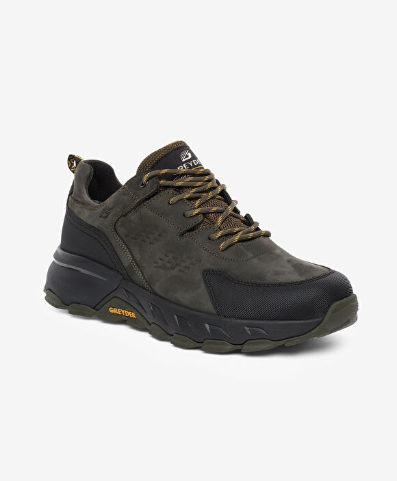 Erkek Haki Siyah Hakiki Deri Su Geçirmez Outdoor Ayakkabı