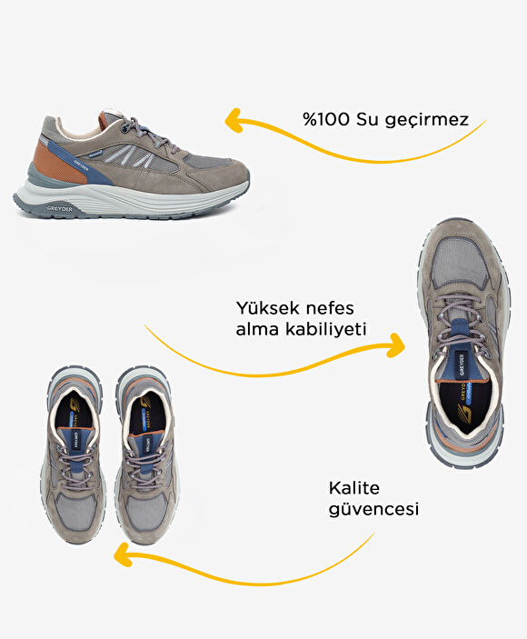 Erkek Koyu Gri Hakiki Deri Outdoor Ayakkabı