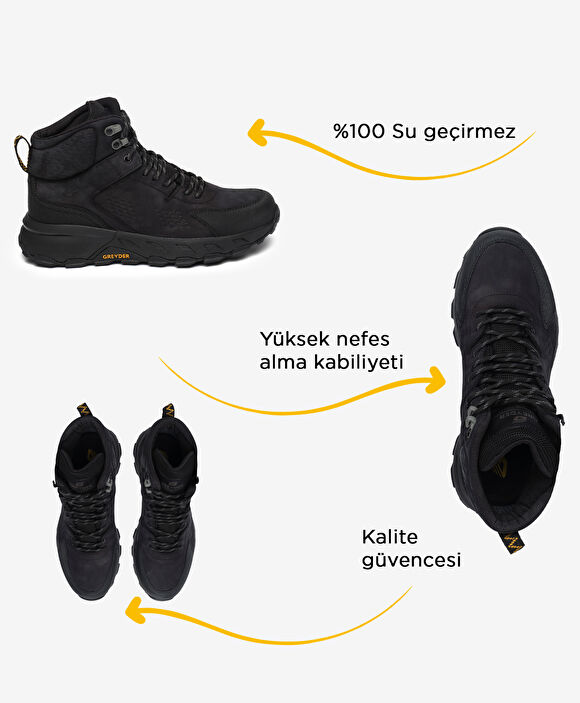 Erkek Siyah Hakiki Deri Su Geçirmez Outdoor Bot