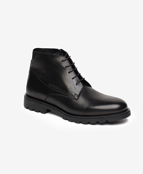 Erkek Siyah Hakiki Deri Klasik Bot