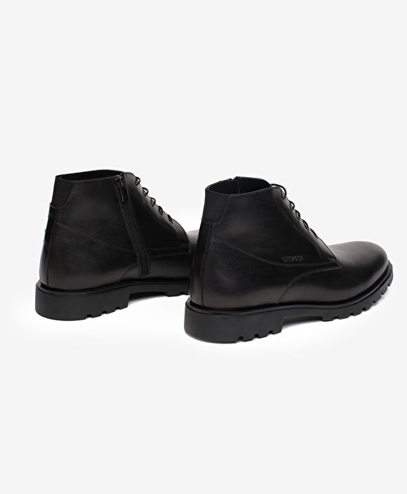 Erkek Siyah Hakiki Deri Klasik Bot