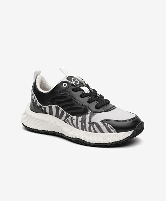 Greyder LAB Kadın Siyah Beyaz Hakiki Deri Spor Ayakkabı