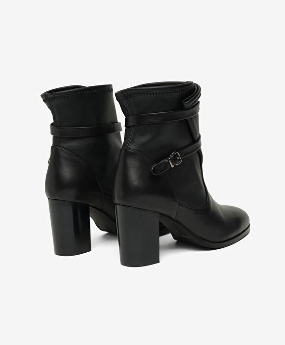 Kadın Siyah Hakiki Deri Topuklu Bot