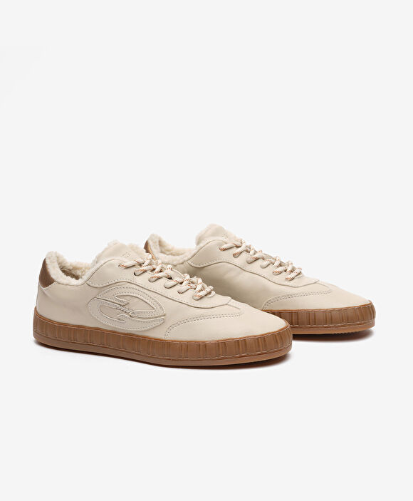 Kadın Bej Hakiki Deri Sneaker Ayakkabı