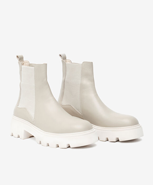 Kadın Bej Hakiki Deri Chealse Bot