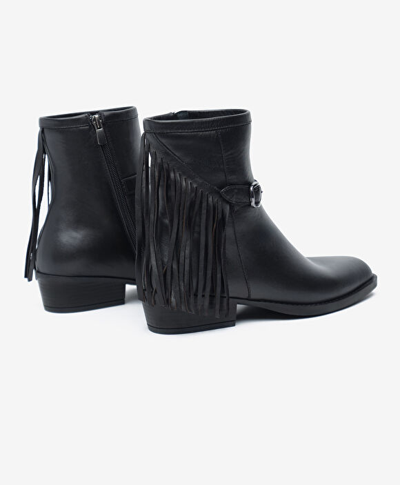 Kadın Siyah Hakiki Deri Topuklu Bot