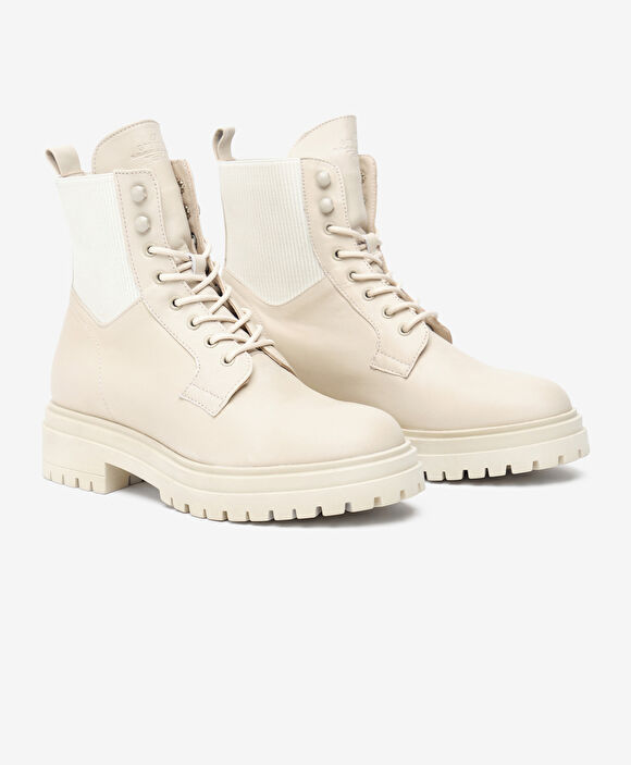 Kadın Ekru Hakiki Deri Bot