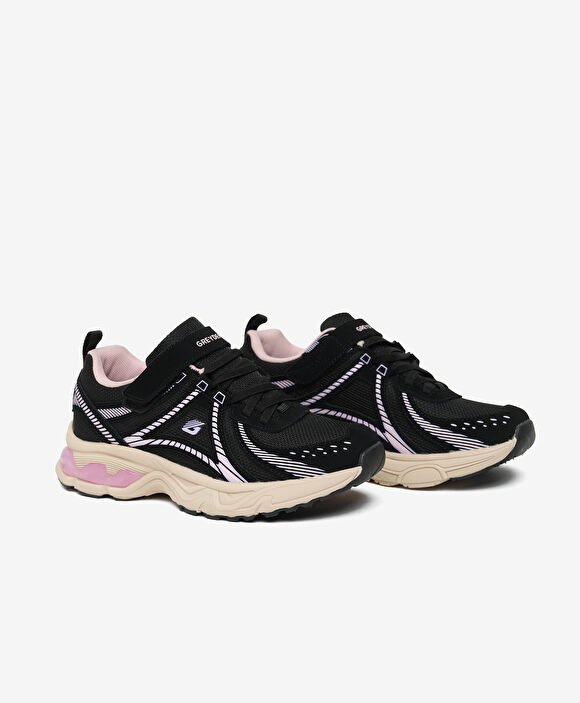 Çocuk Siyah Lila Su Geçirmez Hakiki Deri Spor Ayakkabı