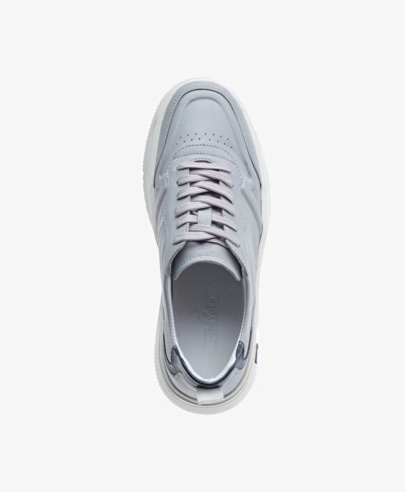 Erkek Açık Gri Hakiki Deri Sneaker Ayakkabı