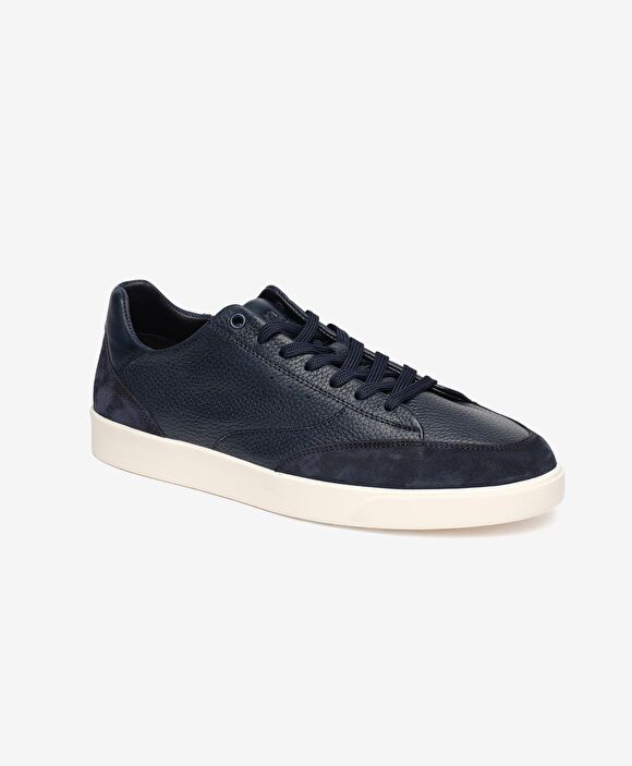 Erkek Lacivert Hakiki Deri Sneaker Ayakkabı