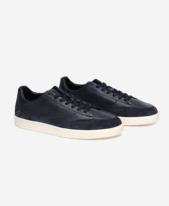 Erkek Lacivert Hakiki Deri Sneaker Ayakkabı
