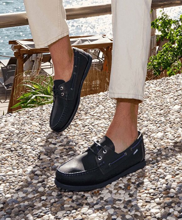 Erkek Lacivert Yeşil Hakiki Deri Marine Ayakkabı