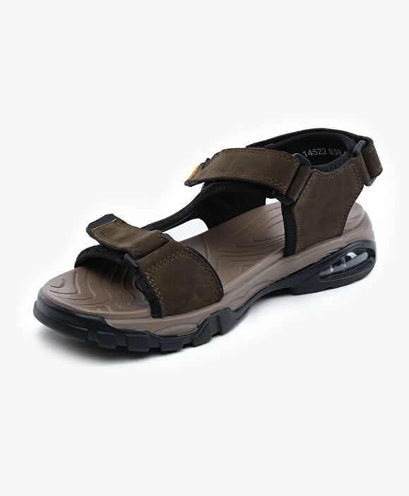 Erkek Haki Hakiki Deri Sandalet