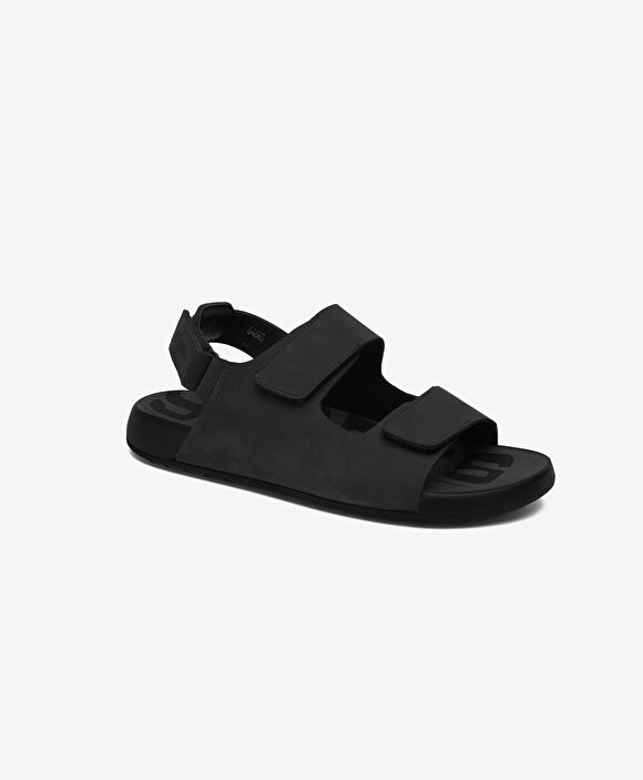 Erkek Siyah Nubuk Hakiki Deri Sandalet