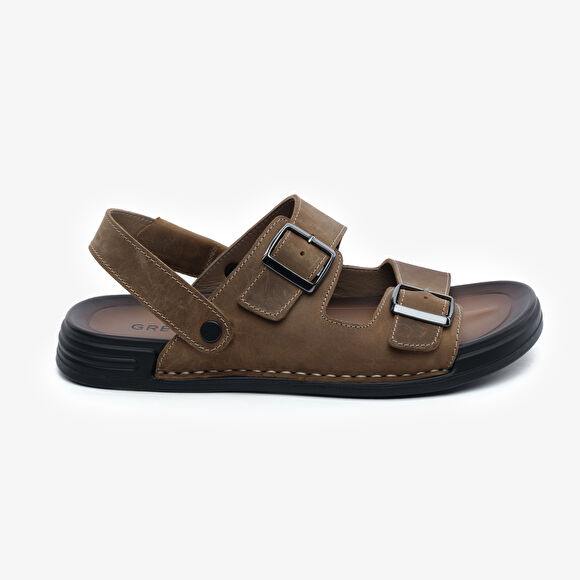 Erkek Kum Hakiki Deri Sandalet