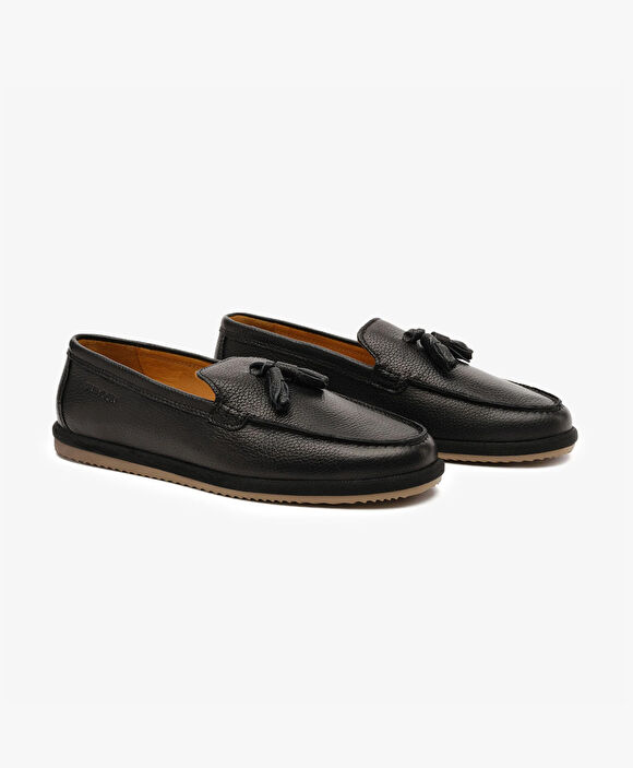 Erkek Siyah Hakiki Deri Loafer Ayakkabı
