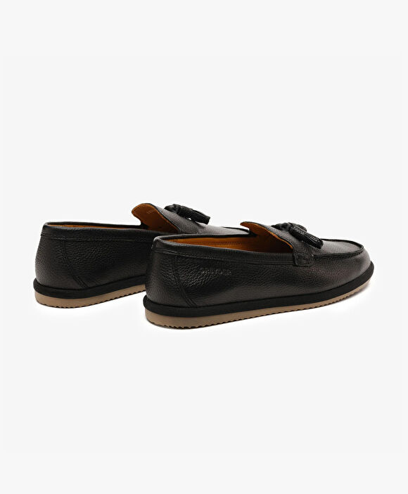 Erkek Siyah Hakiki Deri Loafer Ayakkabı