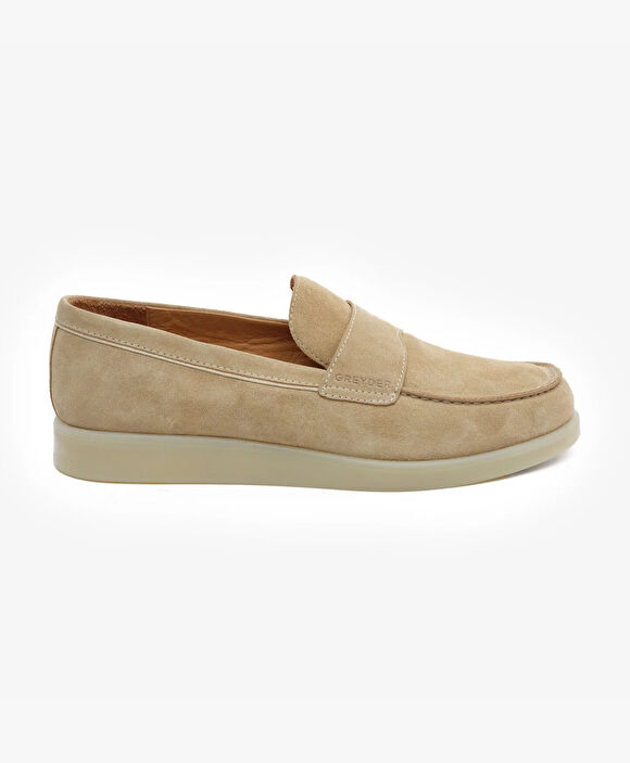 Erkek Bej Hakiki Deri Loafer Ayakkabı
