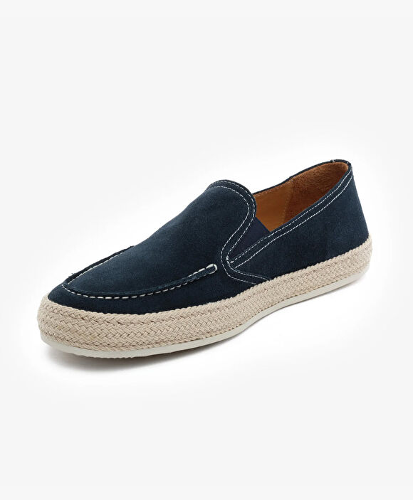 Erkek Lacivert Hakiki Deri Loafer Ayakkabı