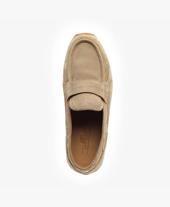 Erkek Ekru Hakiki Deri Loafer Ayakkabı