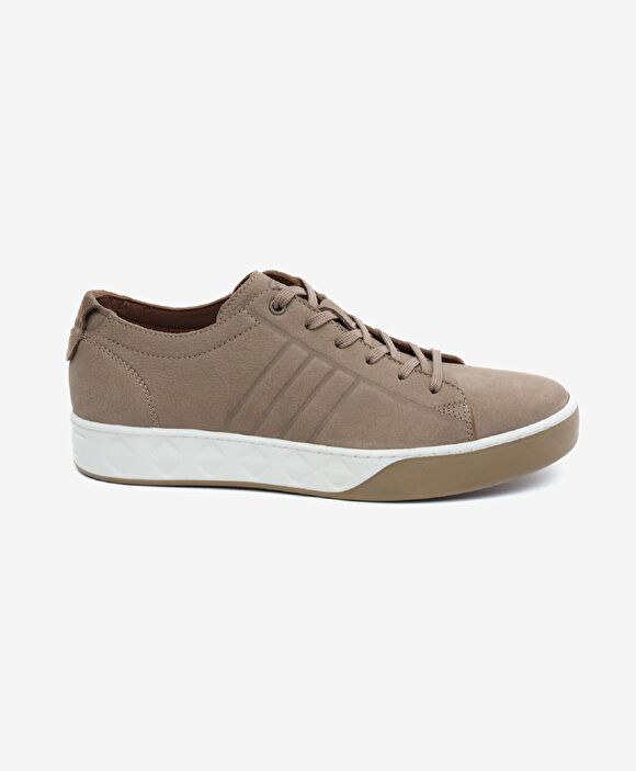 Büyük Beden Erkek Vizon Hakiki Deri Sneaker Ayakkabı