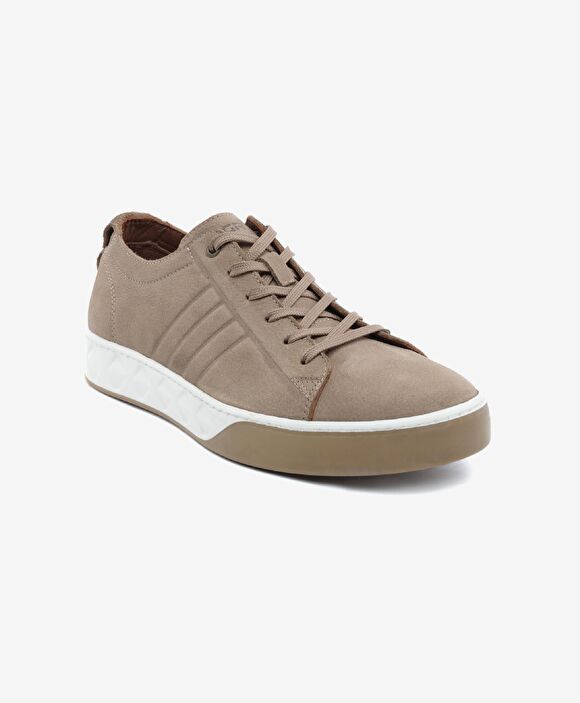 Büyük Beden Erkek Vizon Hakiki Deri Sneaker Ayakkabı