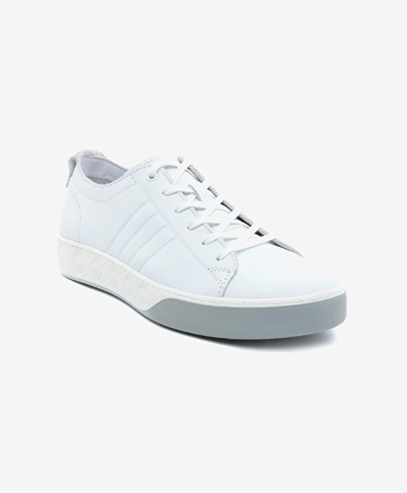 Büyük Beden Erkek Beyaz Hakiki Deri Sneaker Ayakkabı