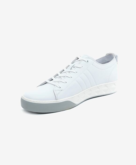 Büyük Beden Erkek Beyaz Hakiki Deri Sneaker Ayakkabı