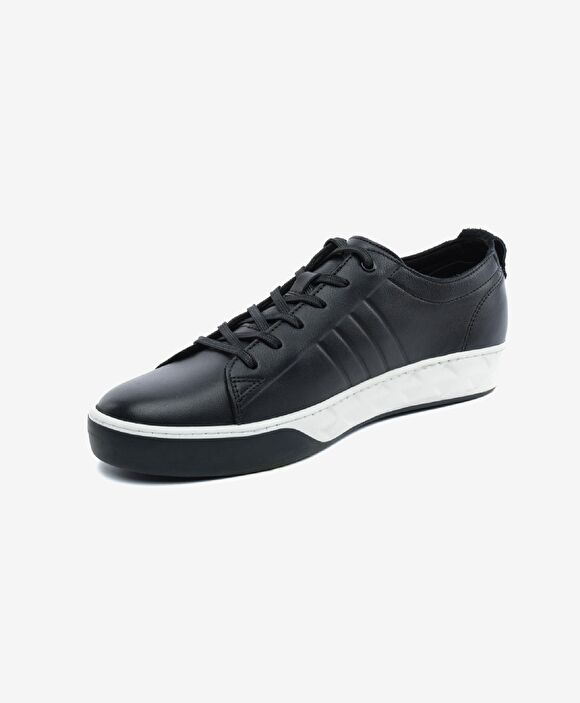Büyük Beden Erkek Siyah Hakiki Deri Sneaker Ayakkabı