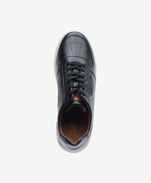 Büyük Beden Erkek Siyah Hakiki Deri Sneaker Ayakkabı