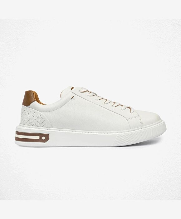 Erkek Beyaz Hakiki Deri Sneaker Ayakkabı