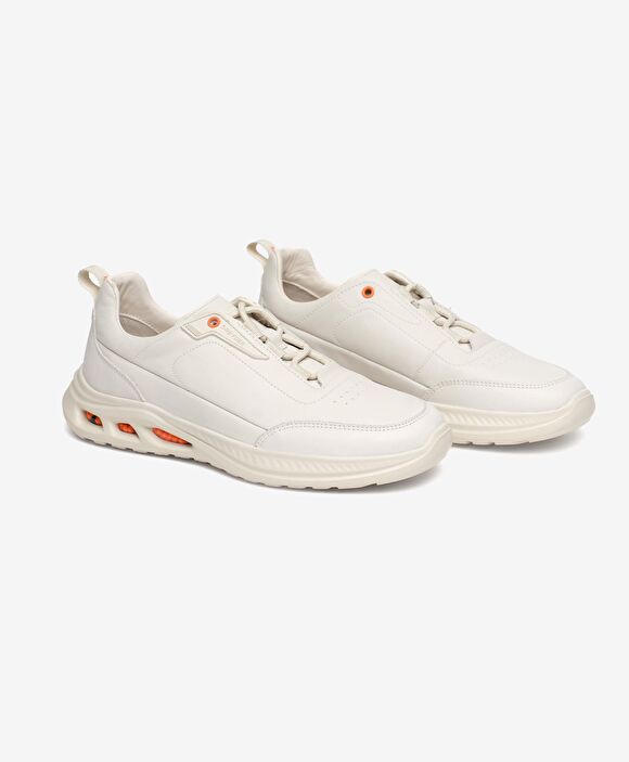 Erkek Kirli Beyaz Hakiki Deri Spor Ayakkabı