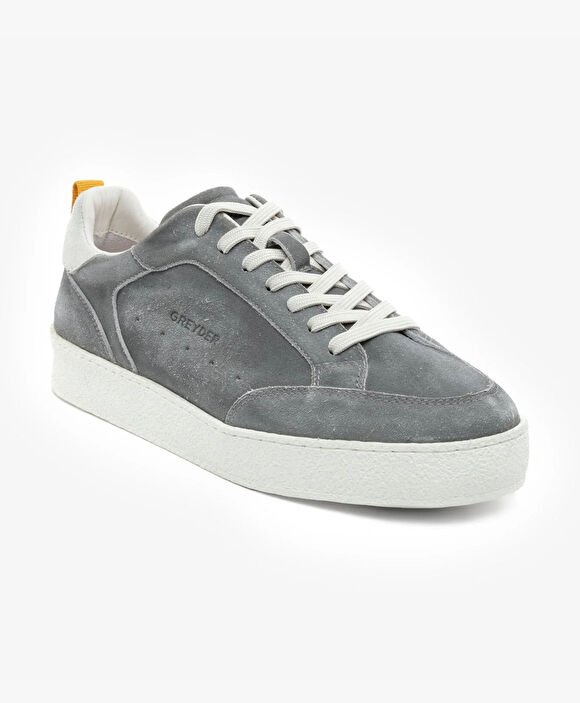 Erkek Gri Hakiki Deri Sneaker Ayakkabı