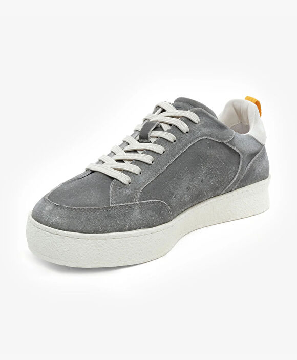 Erkek Gri Hakiki Deri Sneaker Ayakkabı
