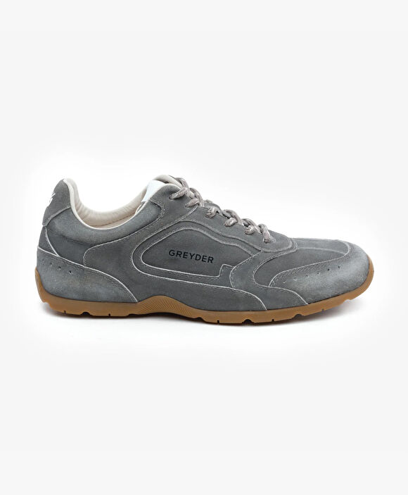 Erkek Koyu Gri Hakiki Deri Sneaker Ayakkabı